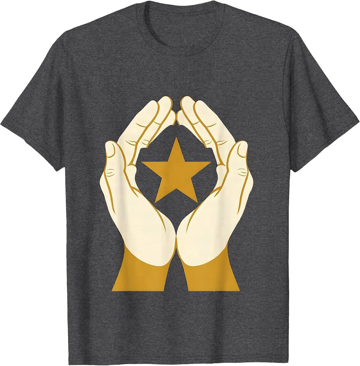 Paraprofessional Cupping Glowing Star Illustration T-Shirt - Dark Heather Grey