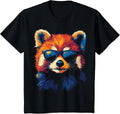 Red Panda Animal Motif Sunglasses Artwork Red Panda T-Shirt - Black