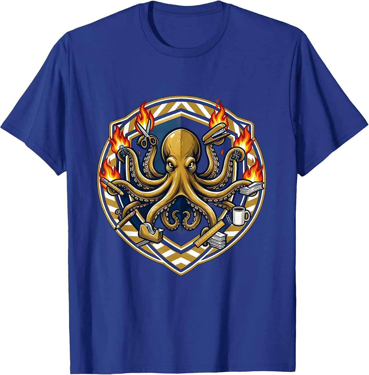 Chaos Coordinator Octopus Juggling Office Supplies T-Shirt - Royal Blue