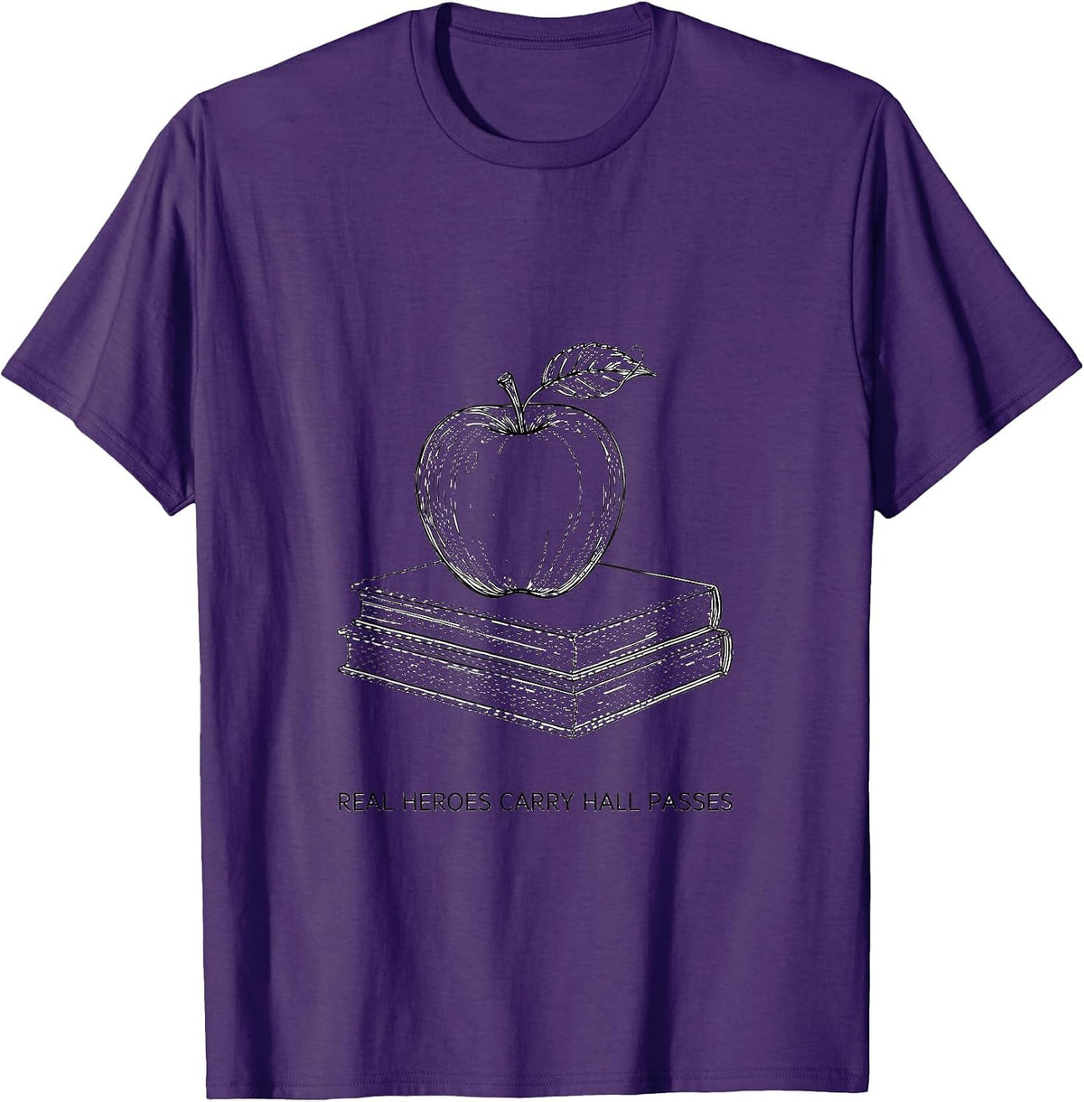 Men's Real Heroes Carry Hall Passes Teacher Design T-Shirt - Purple