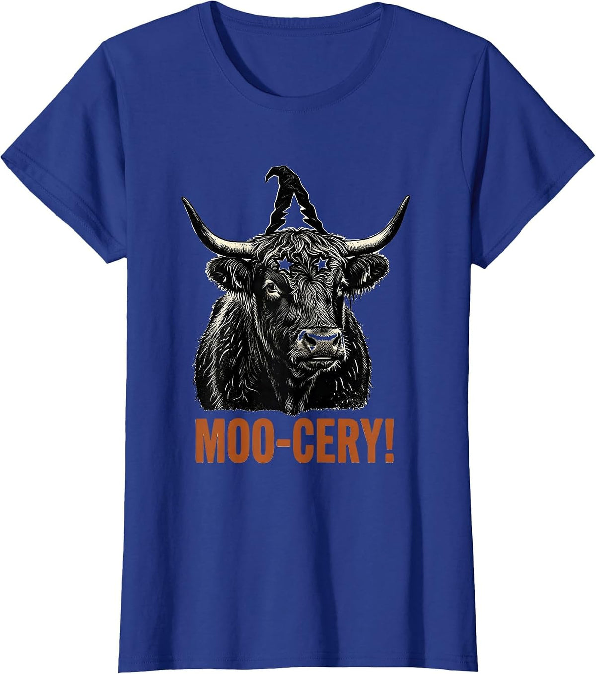 Women's Moo-cery! Funny Highland Cow Halloween Costume Humor T-Shirt - Royal Blue