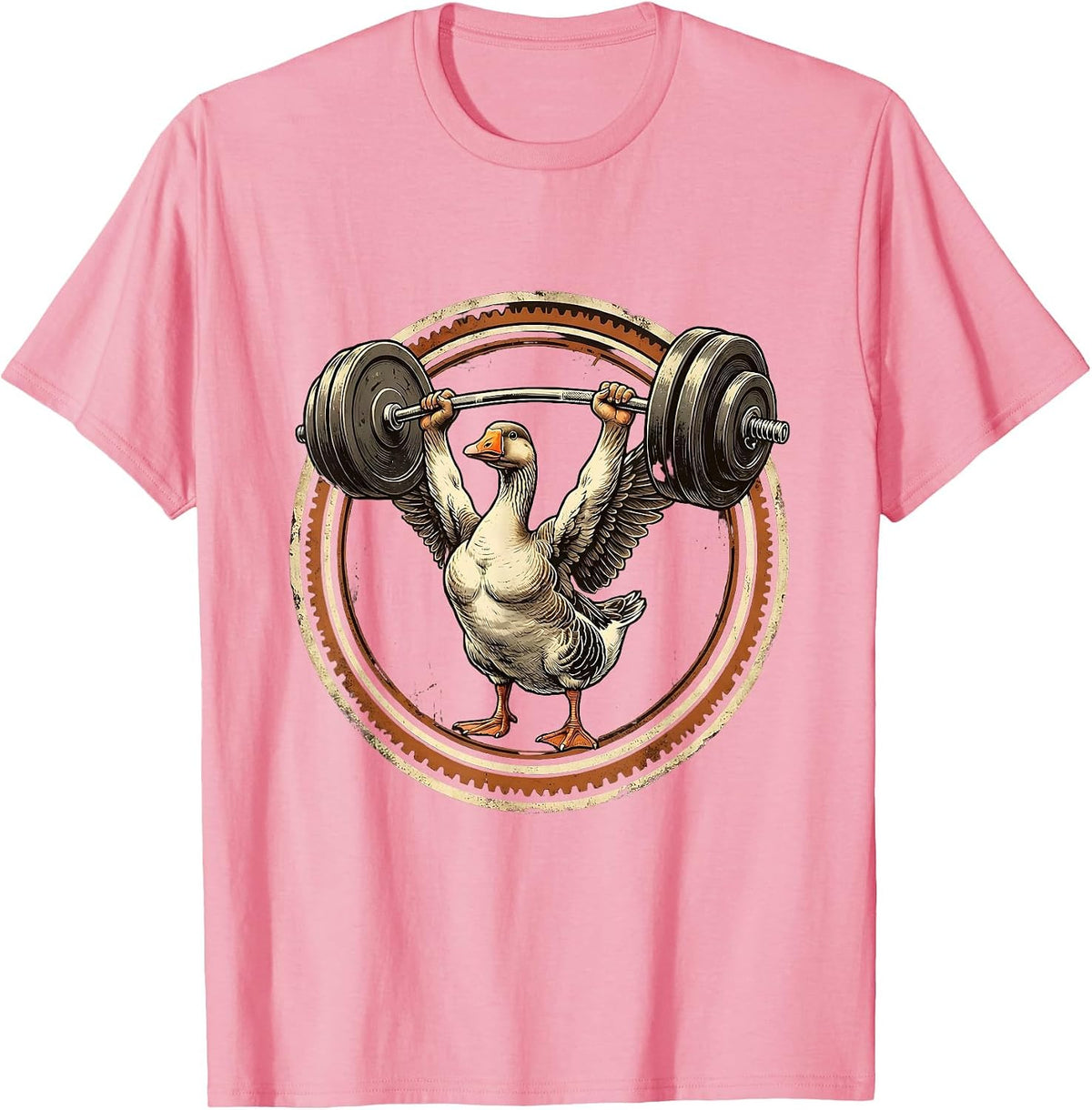 Men's Silly Goose Weightlifting Overhead Press Graphic T-Shirt - Pink