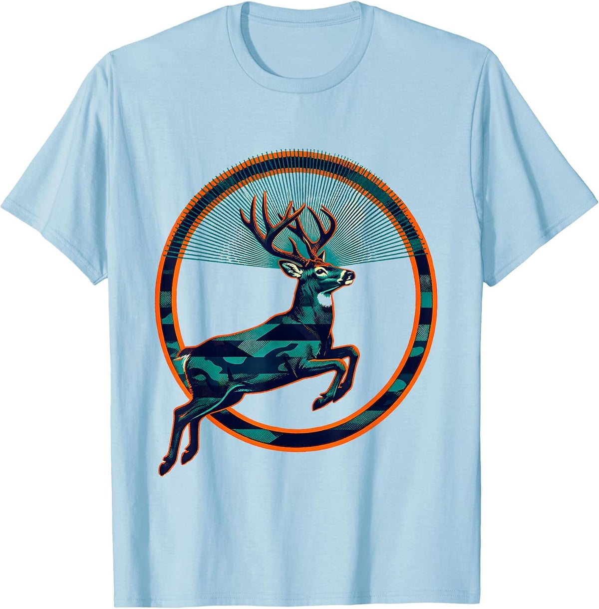 Men's Sealed Whitetail Buck Hunting Dad Camo Flag Pride T-Shirt - Baby Blue