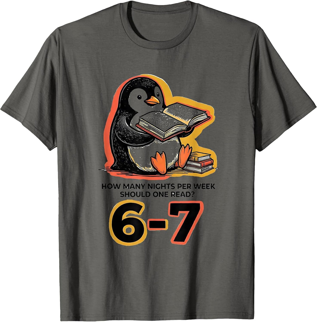 How Many Nights Per Week Should One Read? 6-7 Teacher T-Shirt - Asphalt Grey