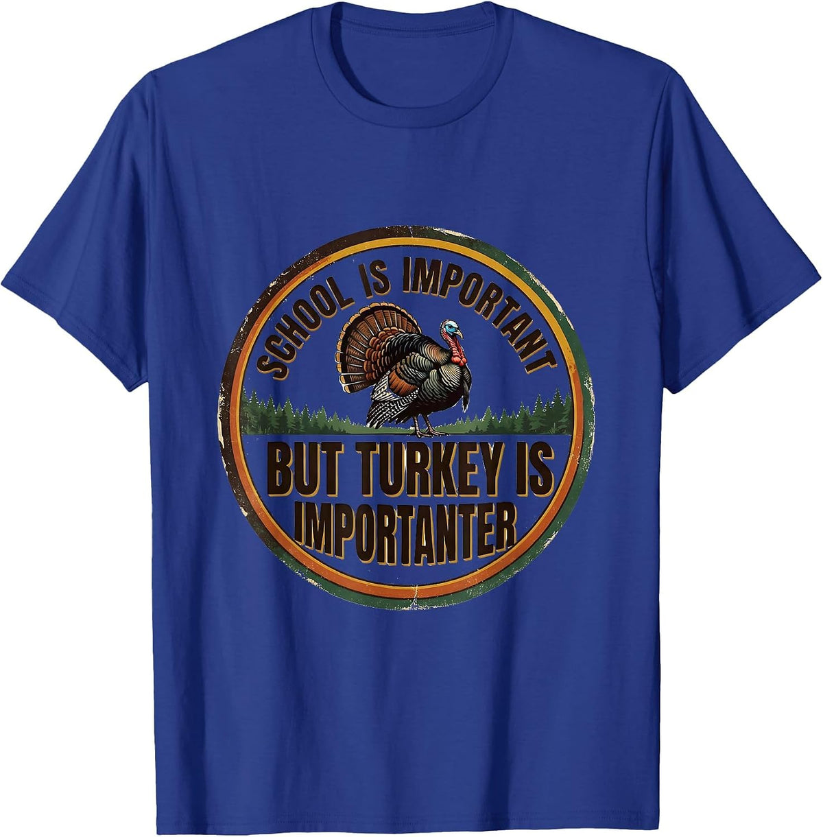 Men's School Is Important But Turkey Is Importanter Vintage T-Shirt - Royal Blue