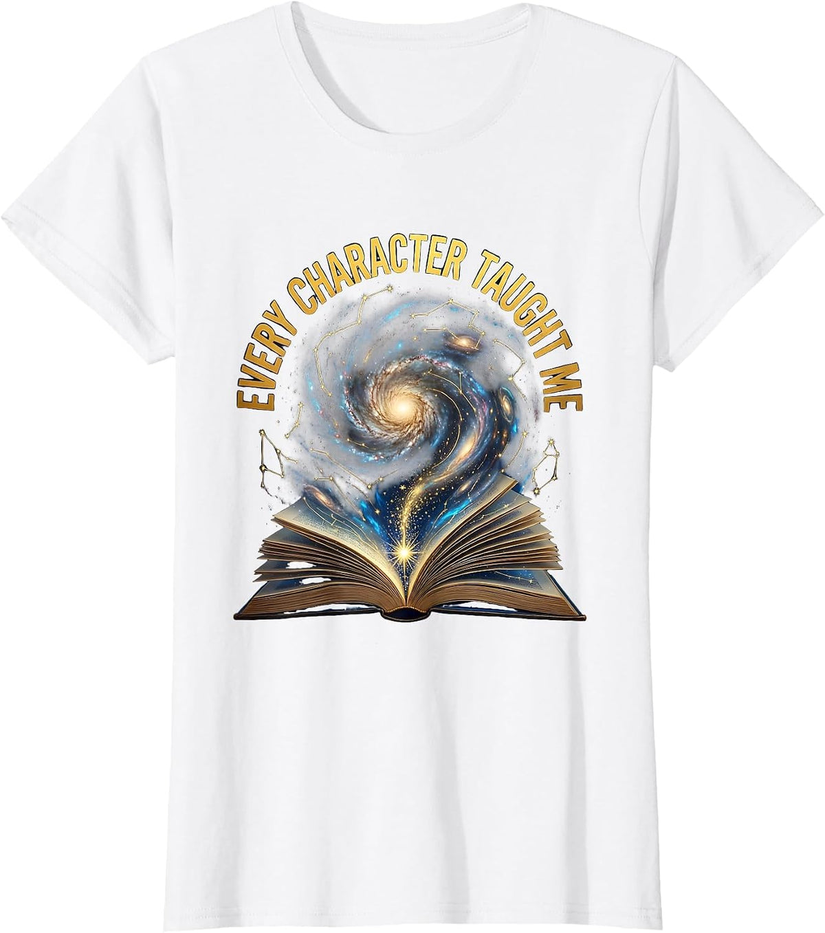 Women's Every Character Taught Me Book Teacher Design T-Shirt - White