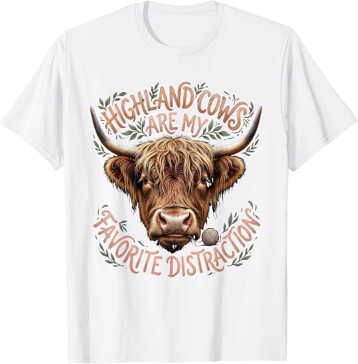 Men's Highland Cows Are My Favorite Distraction Funny T-Shirt - White