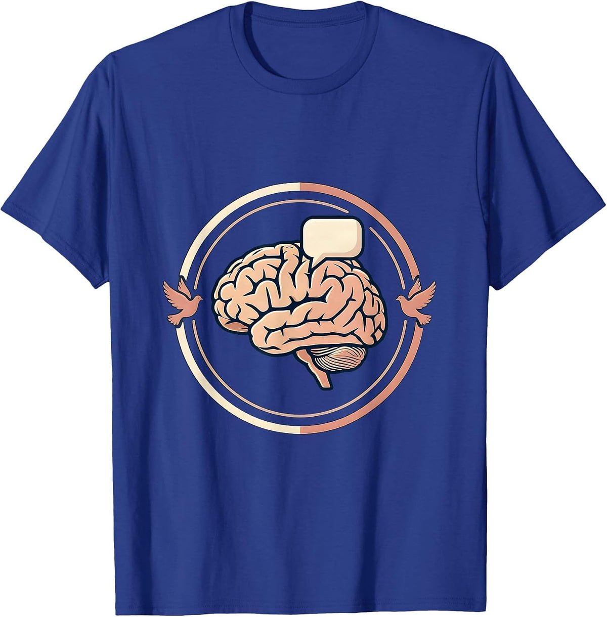 Brain Speech Bubble Graphic - SLP Mind Art T-Shirt - Royal Blue