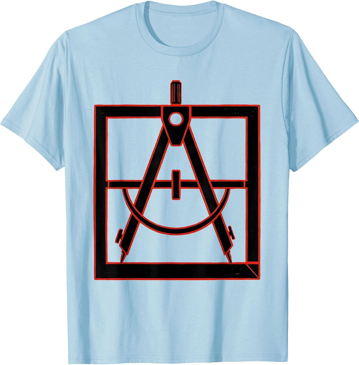 Men's Square and Compass Stencil Graphic Freemason Fraternal Pride T-Shirt - Baby Blue
