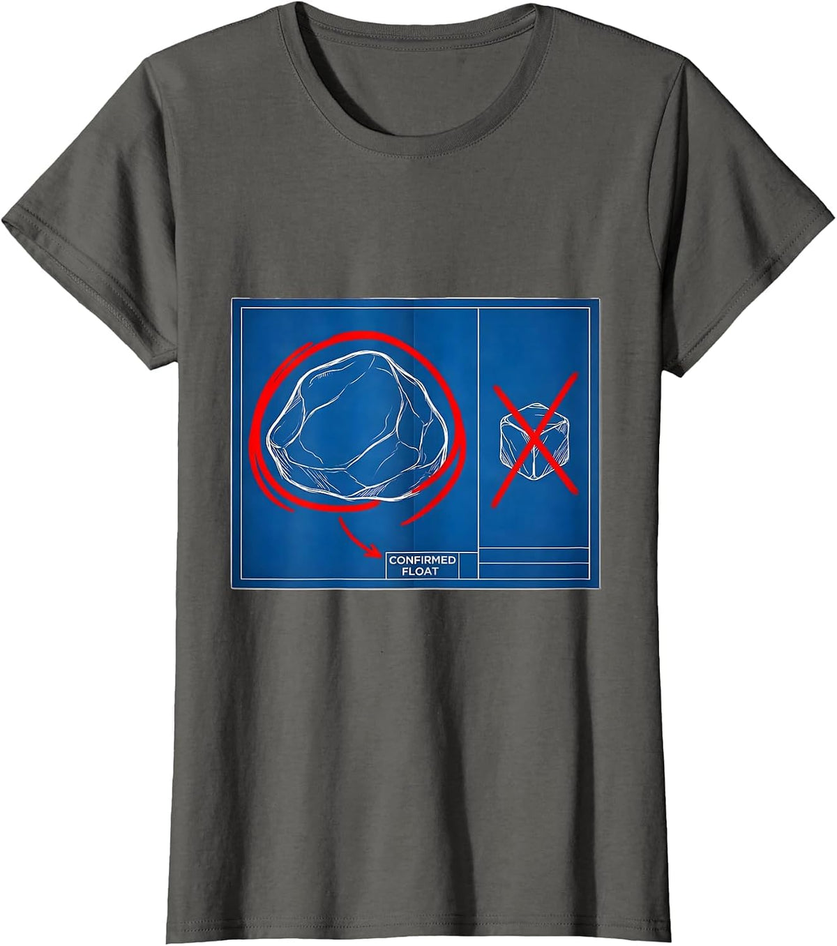Women's Confirmed Float Technical Blueprint Rock Collector Geology T-Shirt - Asphalt Grey