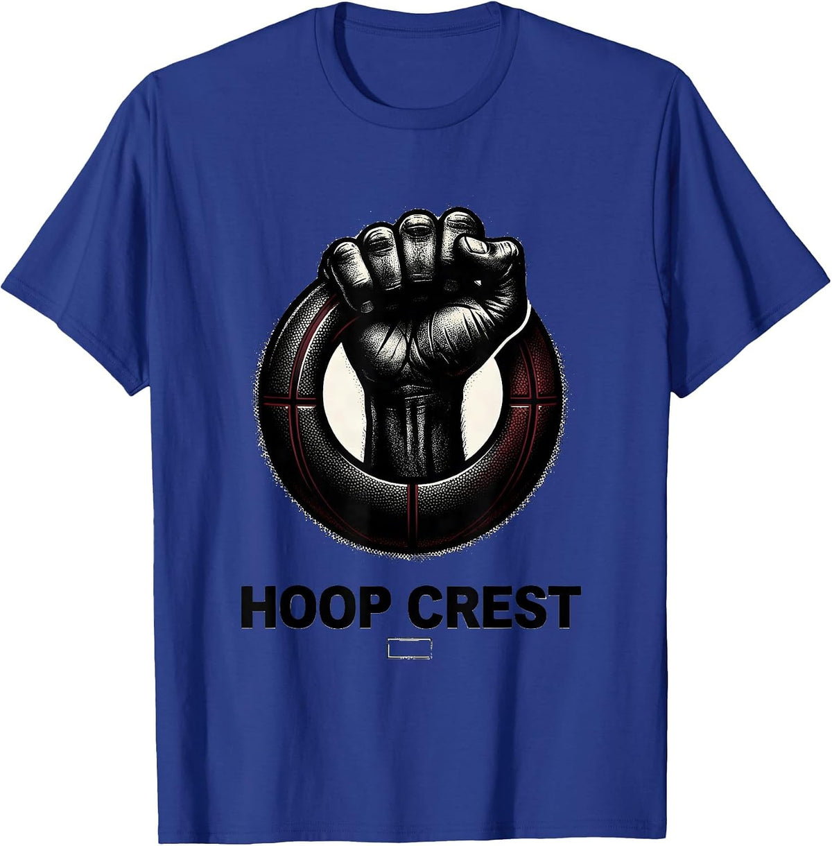 HOOP CREST Blackwork Dotwork Retro Hip Hop Y2K Streetwear T-Shirt - Royal Blue