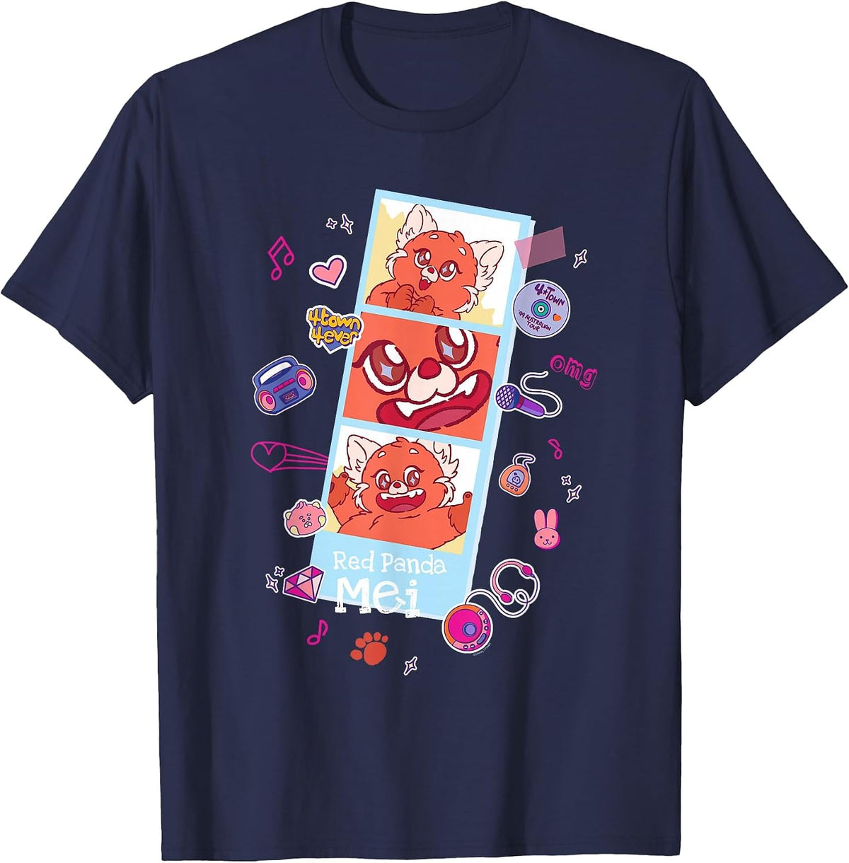 Disney and Pixar's Turning Red Panda Mei Cute Photo Strip T-Shirt - Navy Blue