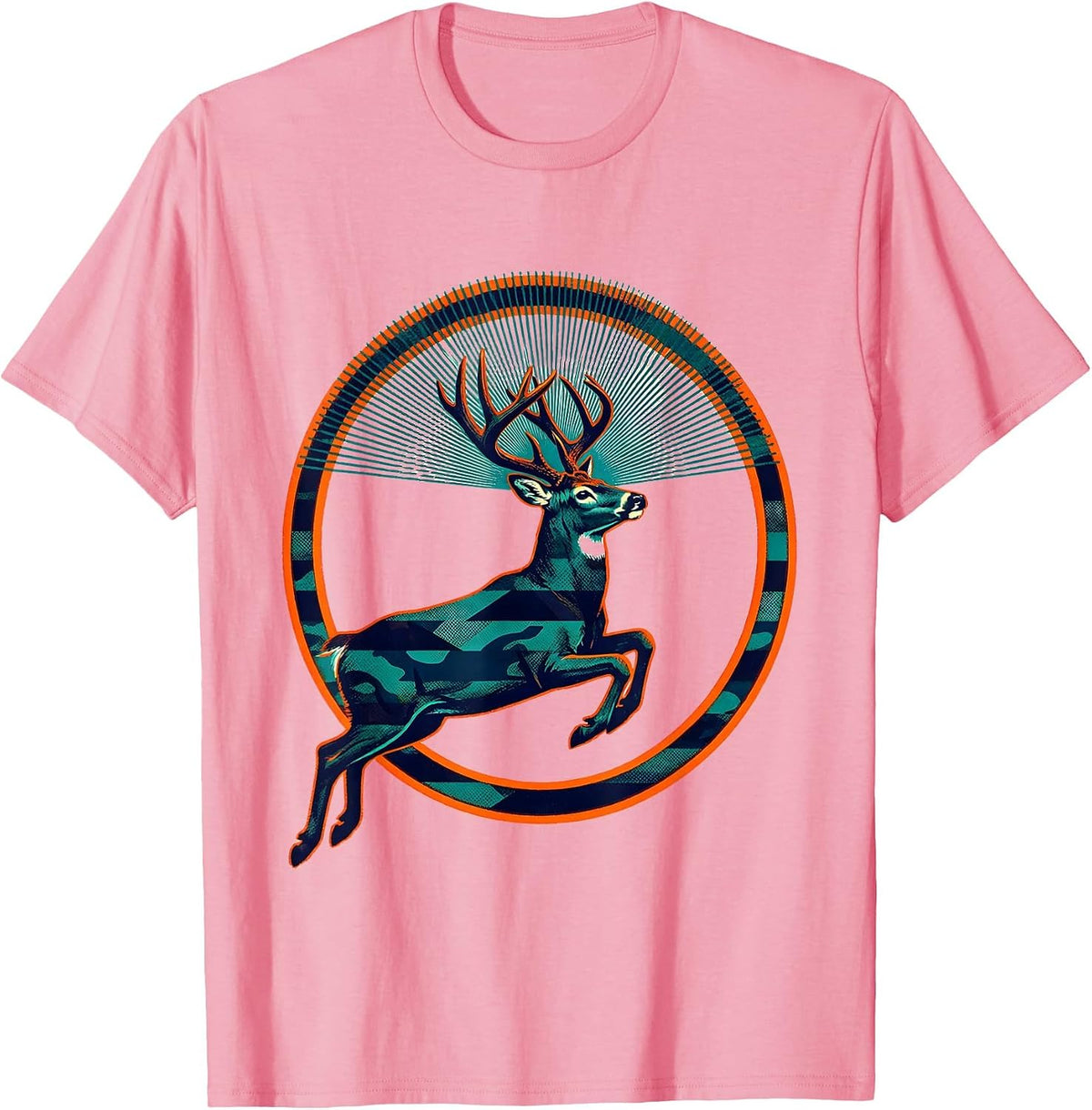 Men's Sealed Whitetail Buck Hunting Dad Camo Flag Pride T-Shirt - Pink