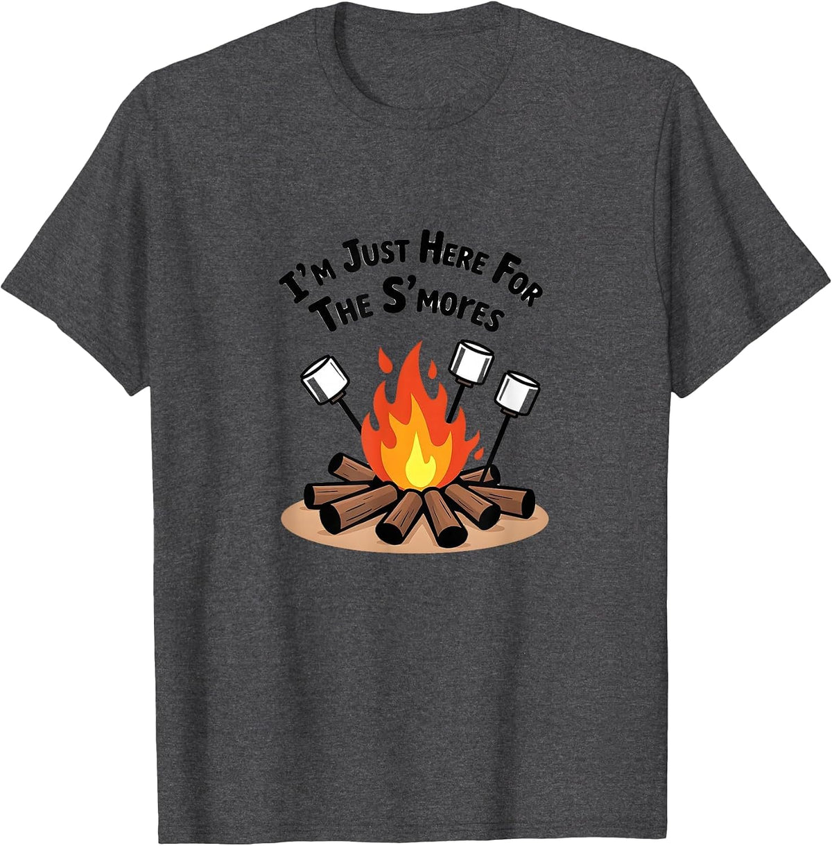 Mademark Camping & Campfire T-Shirt - Dark Heather Grey-i'm Just Here for the S'mores Campfire