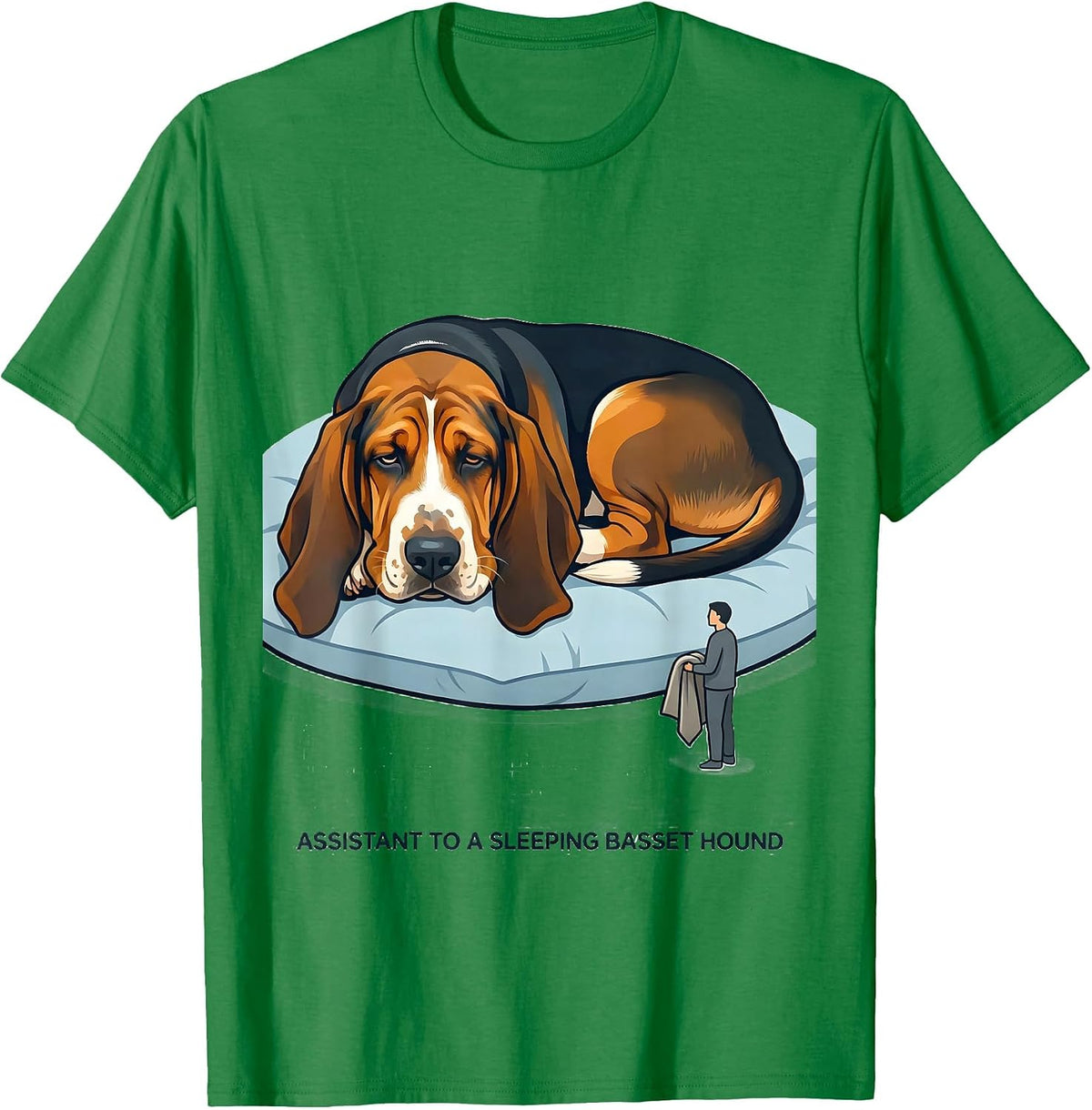 Men's Assistant To A Sleeping Basset Hound Funny Dog Lover Gift T-Shirt - Kelly Green