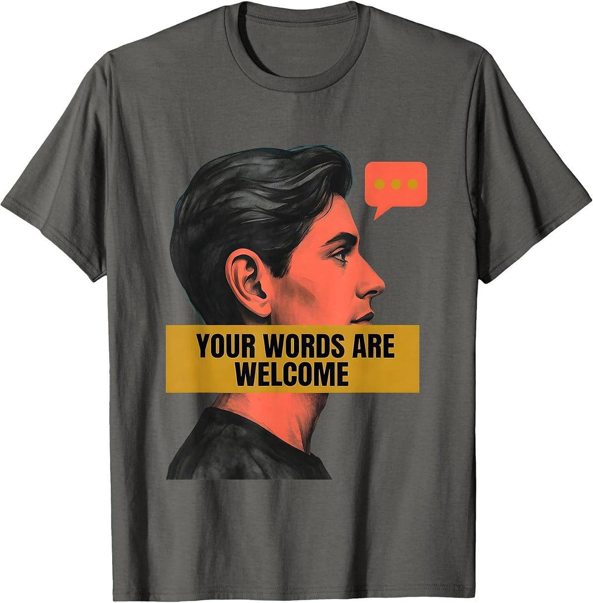 Your Words Are Welcome Midcentury Modern Speech Language T-Shirt - Asphalt Grey