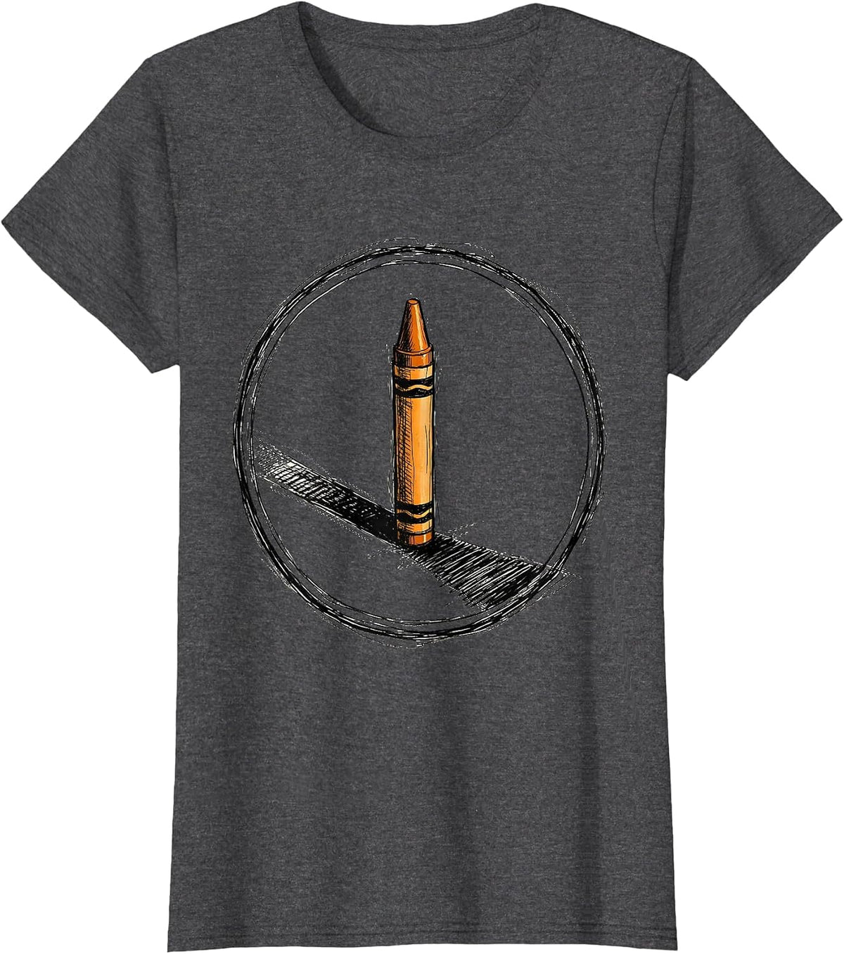 Women's Crayon Long Shadow Graphic Design T-Shirt - Dark Heather Grey