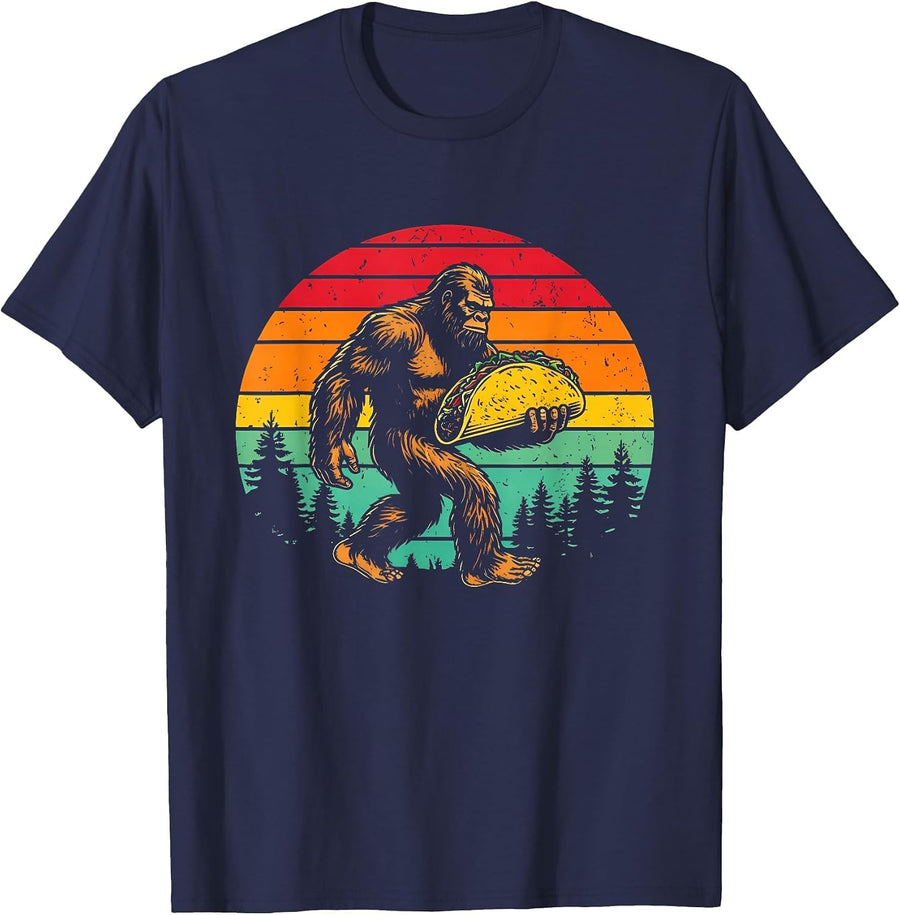 Sasquatch Taco Lover Mexican Food Funny Cinco de Mayo T-Shirt - Navy Blue