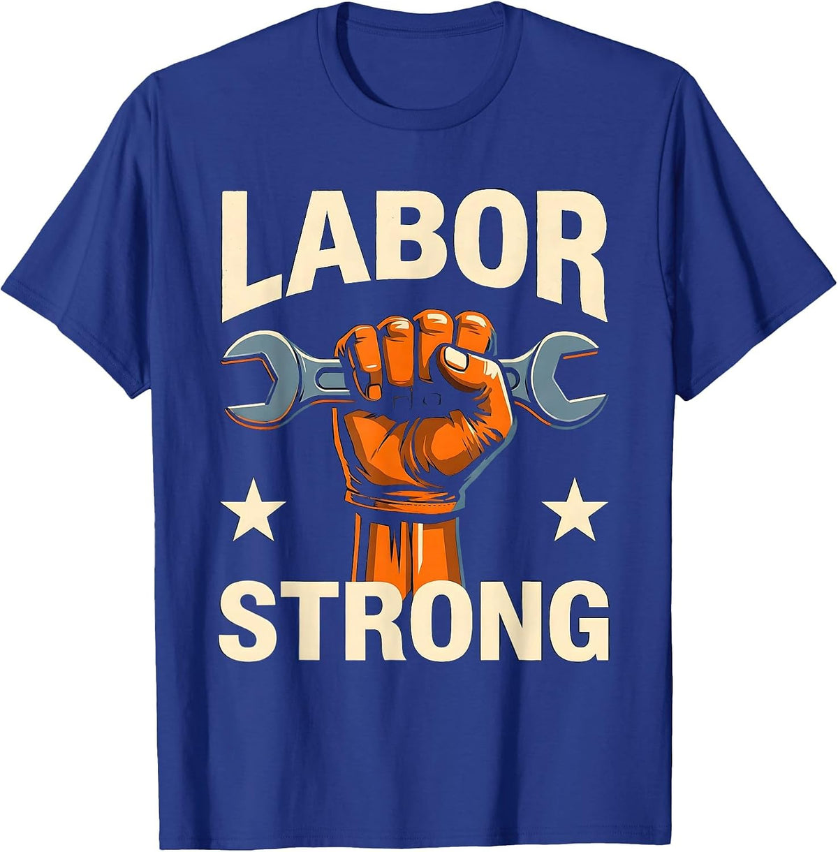 Men's Labor Strong Screenprint Union Worker Solidarity Pride T-Shirt - Royal Blue