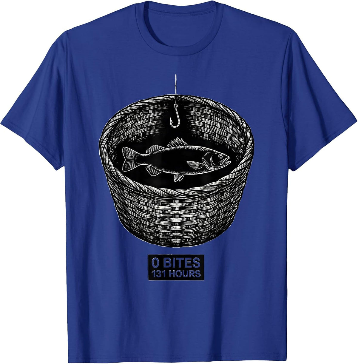 0 Bites 131 Hours Funny Bass Fishing Humor T-Shirt - Royal Blue