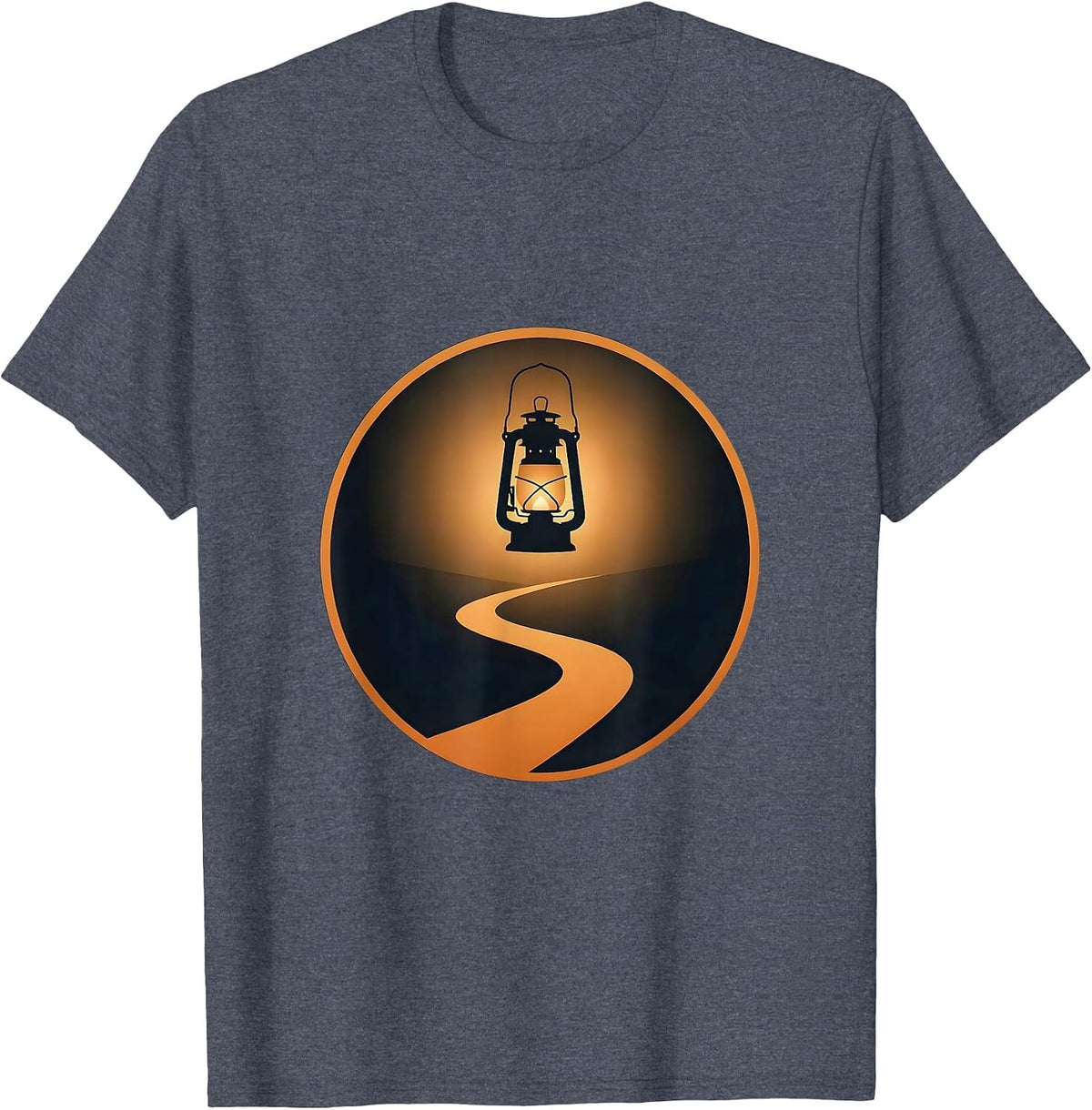 Social Worker Lantern Foggy Path Illustration T-Shirt - Heather Blue