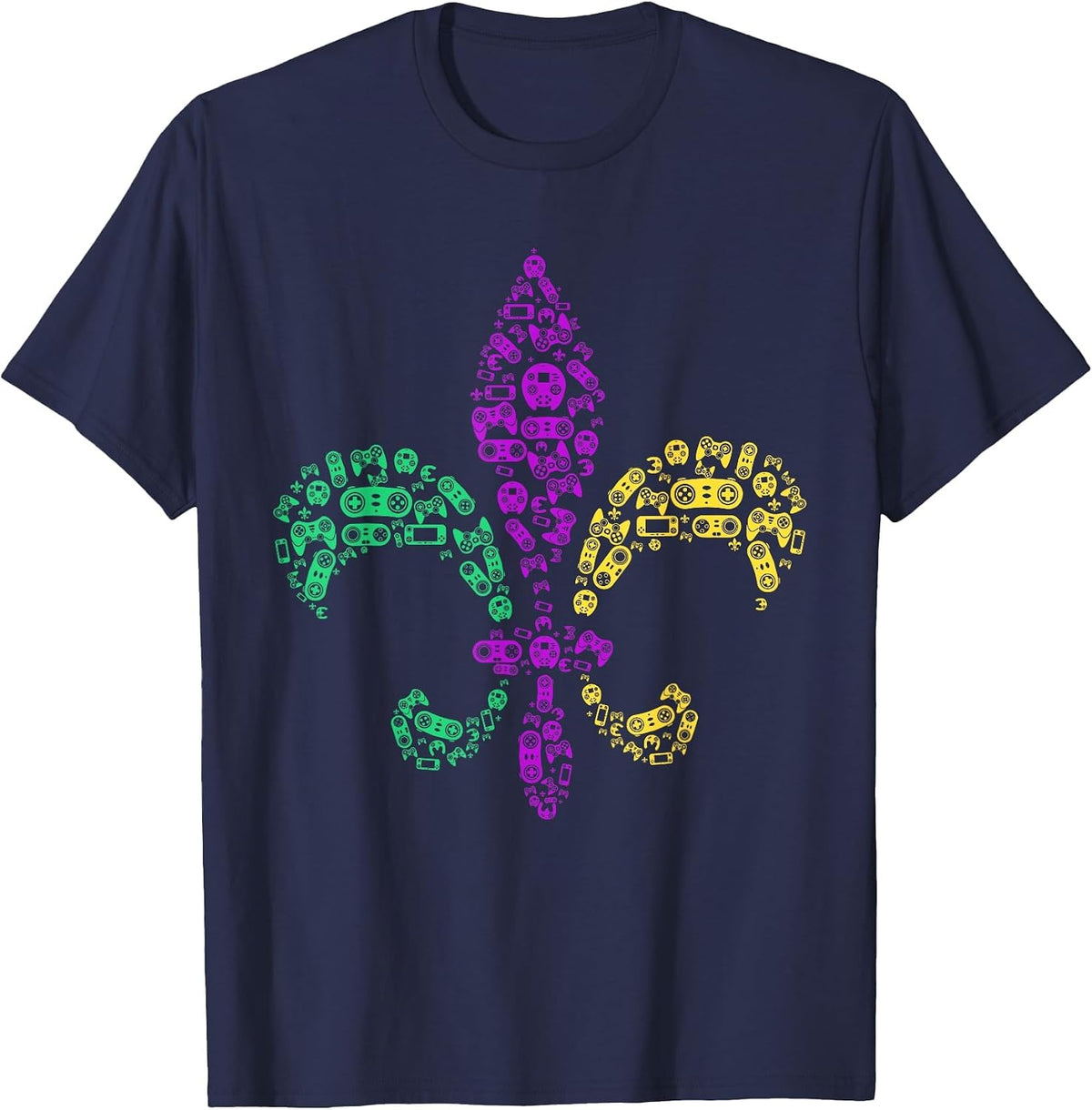 Mardi Gras Video Game Controller Gaming Mardi Gras Kids Men T-Shirt - Navy Blue