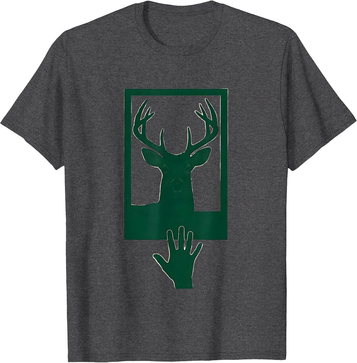 Whitetail Buck Silhouette Funny Hunter Dad Humor T-Shirt - Dark Heather Grey