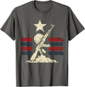 Patriotic Soldier Helmet Memorial Graphic T-Shirt - Asphalt Grey