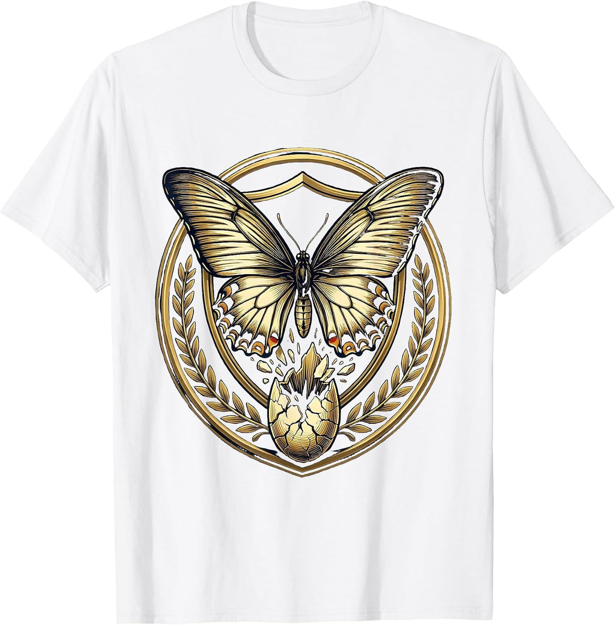 Men's Social Worker Butterfly Emerging Cocoon Graphic T-Shirt - White