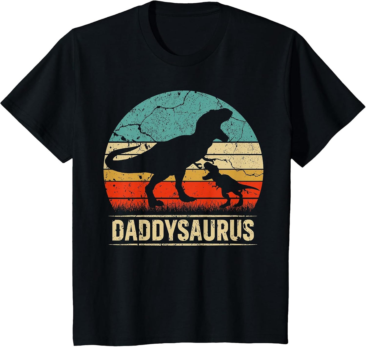 Daddysaurus T Rex Dinosaur Daddy Saurus Family Matching T-Shirt - Black