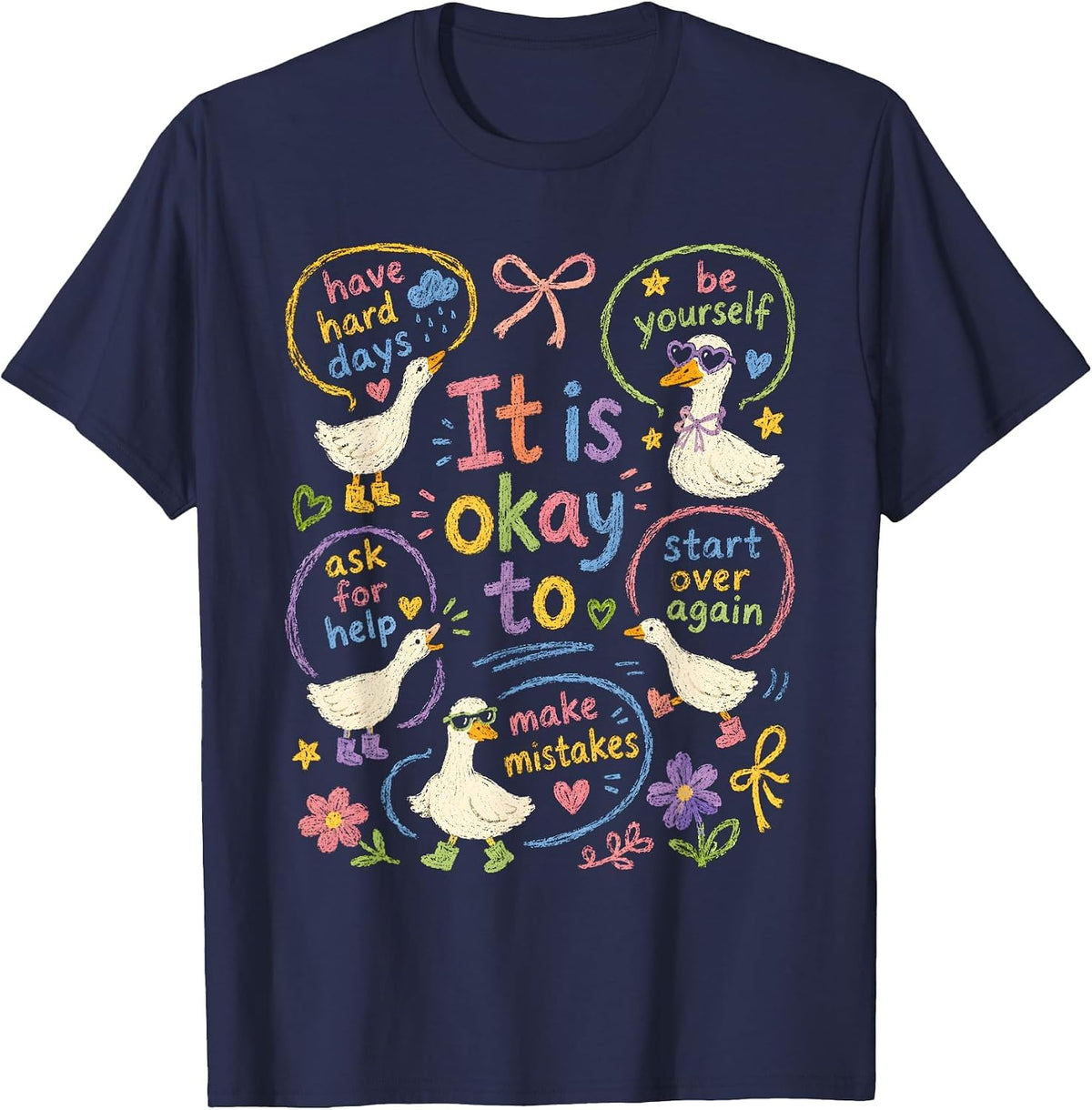 It is Okay to Goose School Counselor Special Education T-Shirt - Navy Blue