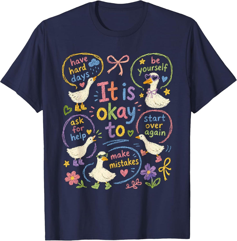 It is Okay to Goose School Counselor Special Education T-Shirt - Navy Blue
