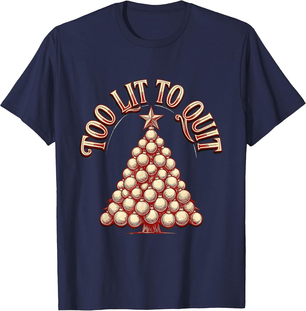 Men's Too Lit To Quit Funny Christmas Design T-Shirt - Navy Blue