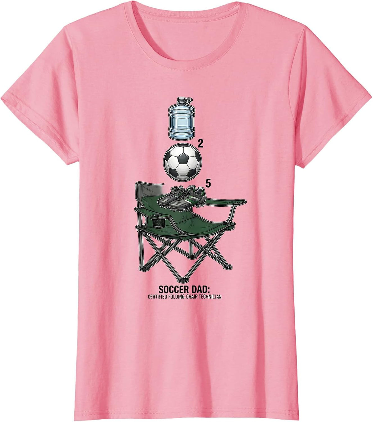 Women's Soccer Dad: Certified Folding-Chair Technician Dad T-Shirt - Pink