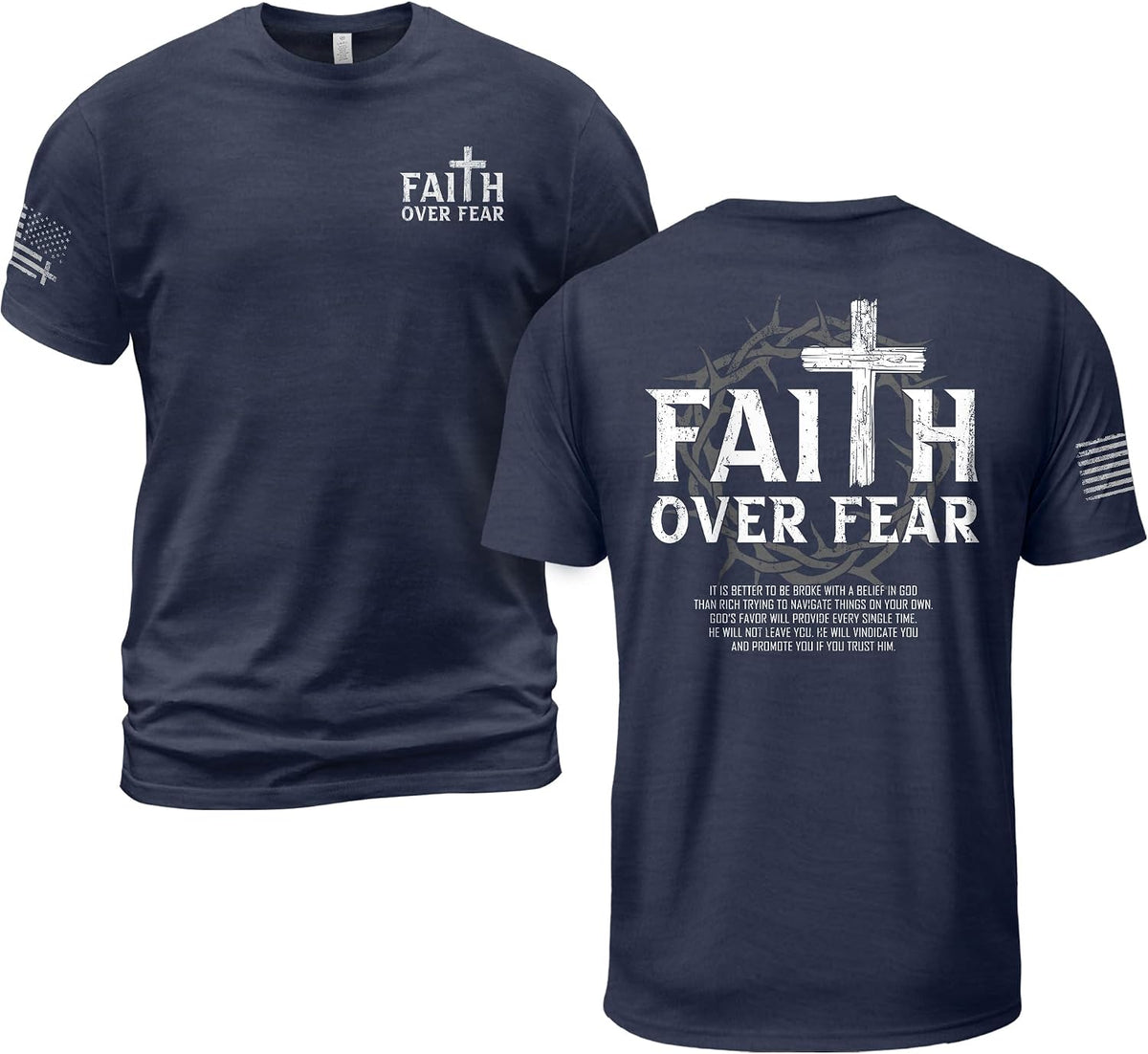 Faith Over Fear Shirt, Faith Shirts Men, Jesus Tshirt - Ds03-navy