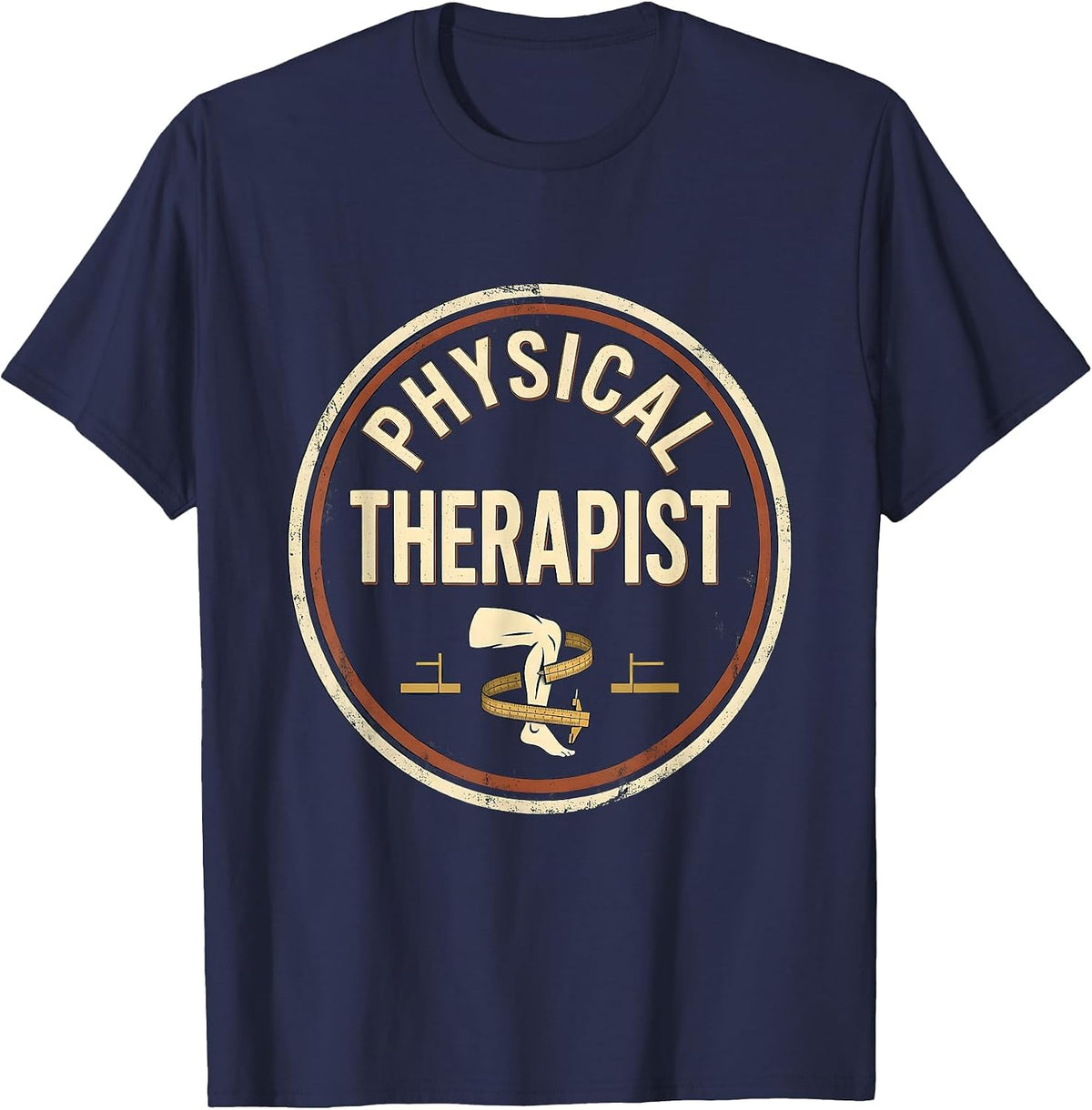 Physical Therapist Vintage Badge OT PT Work Wear T-Shirt - Navy Blue