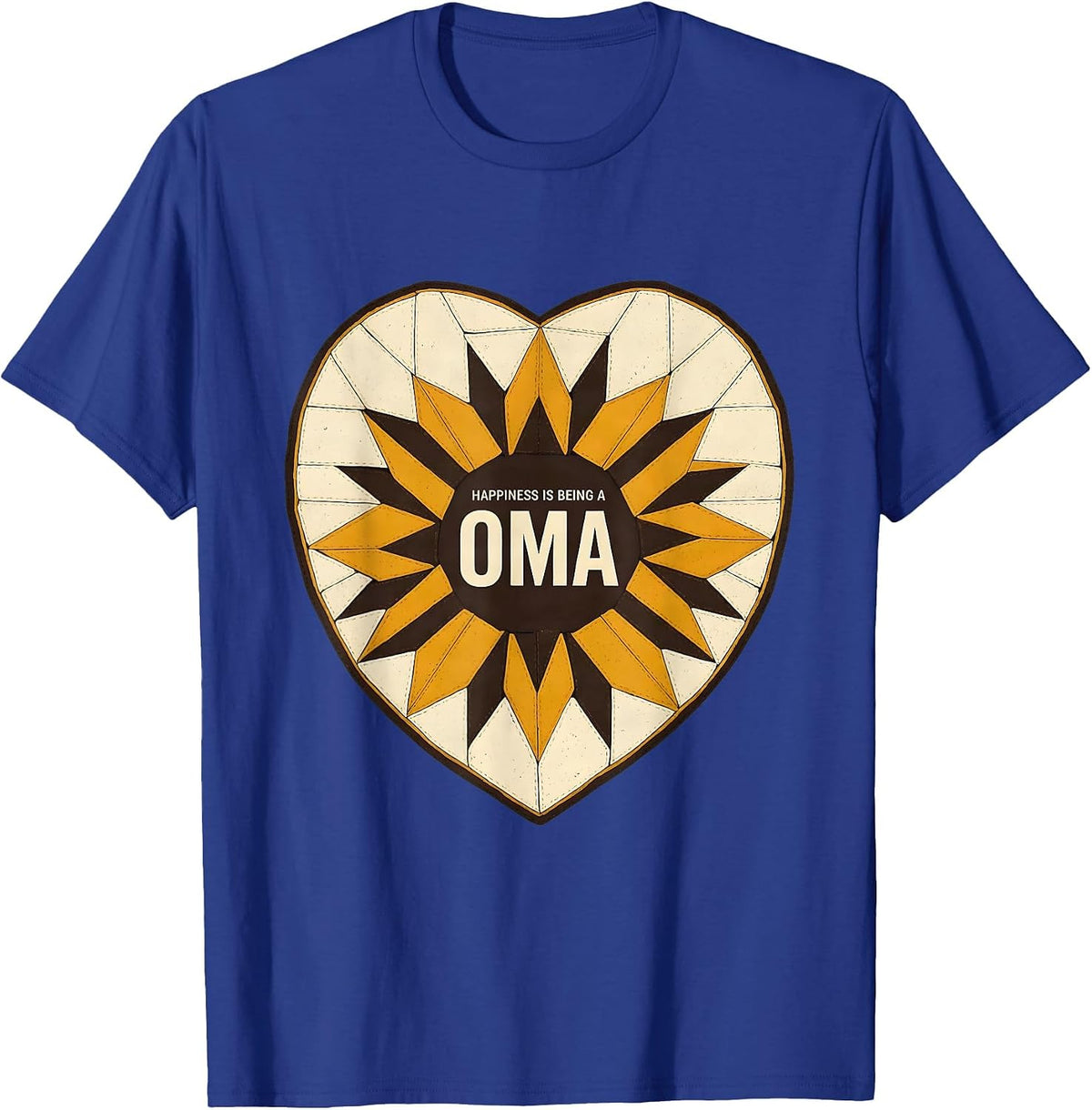 Men's Happiness Is Being A Oma Sunflower Heart Grandma Mother's T-Shirt - Royal Blue