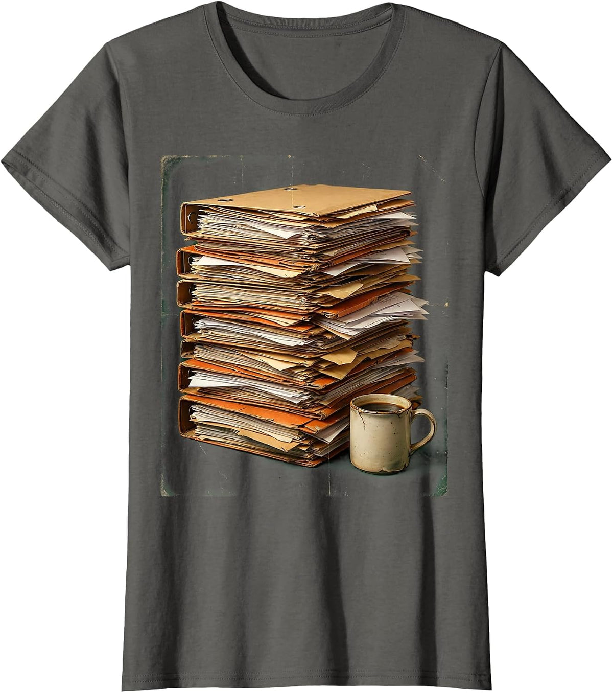 Women's Social Worker Case Files Coffee Graphic T-Shirt - Asphalt Grey