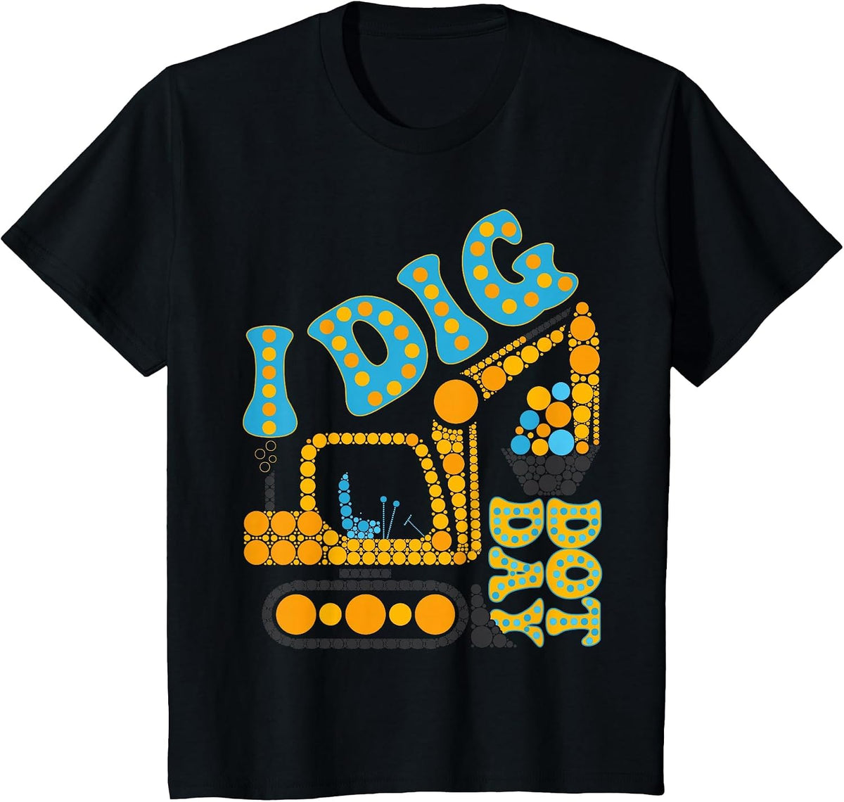 Happy Dot I Dig Dot Day Groovy Kids Tractor Birthday Party T-Shirt - Black
