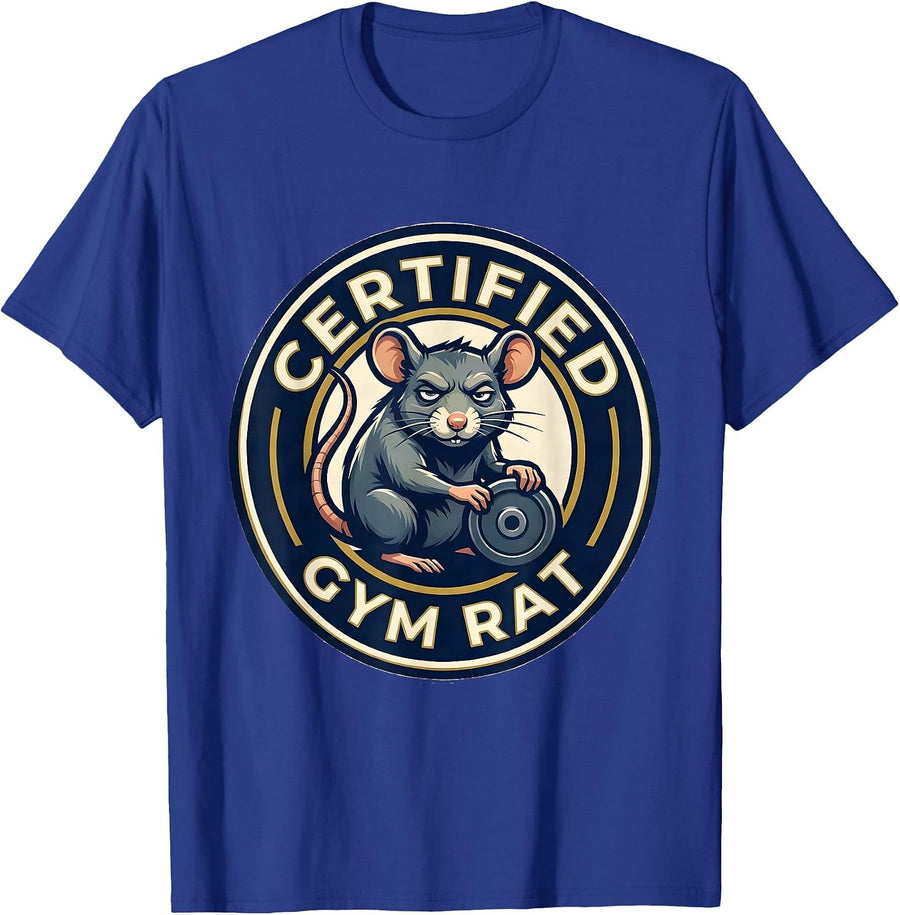 Certified Gym Rat Sarcastic Rat Lover Animal Humor T-Shirt - Royal Blue