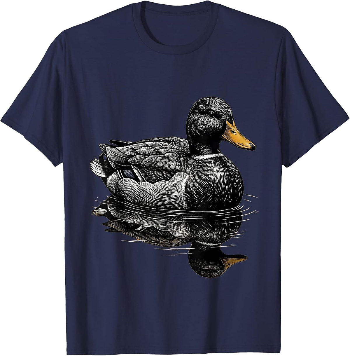 Men's Duck Camo Hunting Decoy on Still Water T-Shirt - Navy Blue