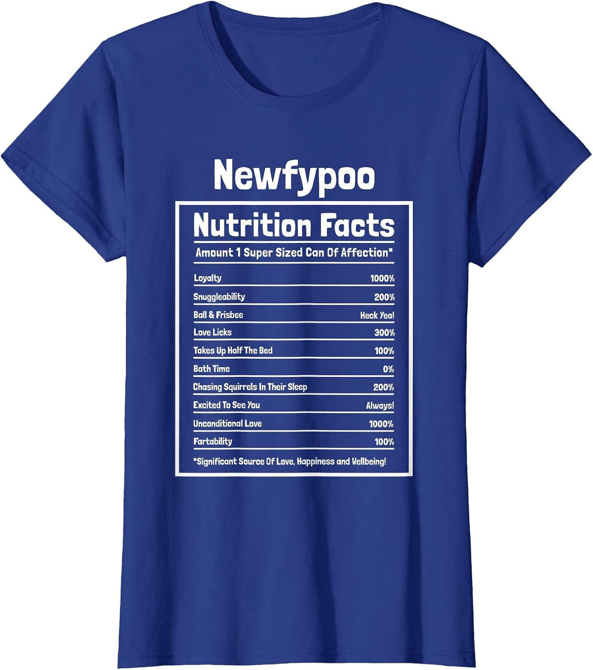 Newfypoo Nutritional Facts Funny Dog T-Shirt - Royal Blue