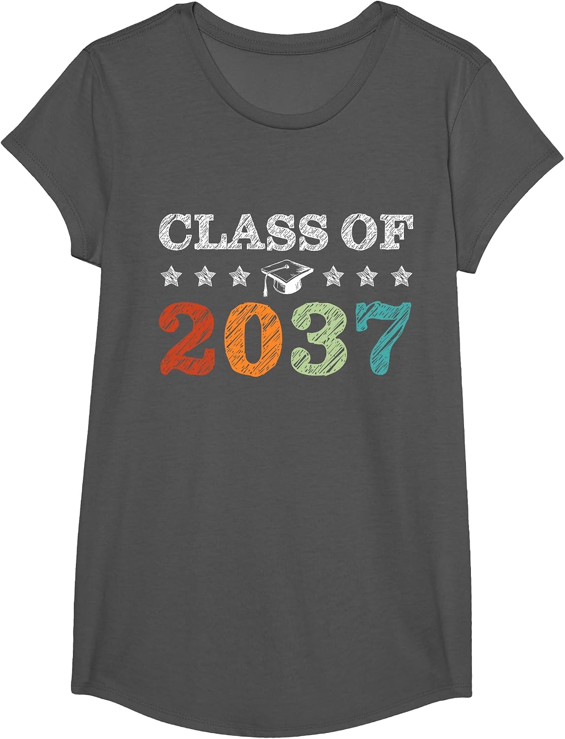 Class of 2037 Grow with Me First Day School Back to School T-Shirt - Girls Asphalt Grey