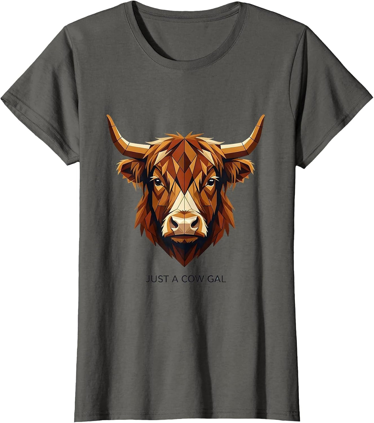 Women's Just a Cow Gal Highland Cow Design T-Shirt - Asphalt Grey