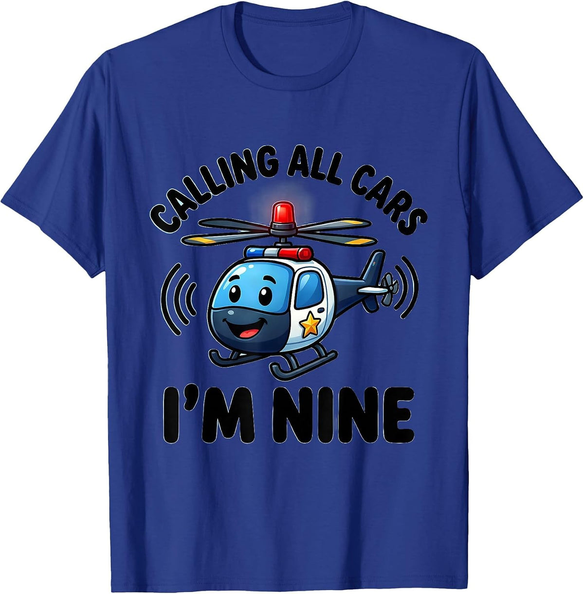 Calling All Cars I'm Nine Future Police Officer Kids T-Shirt - Royal Blue