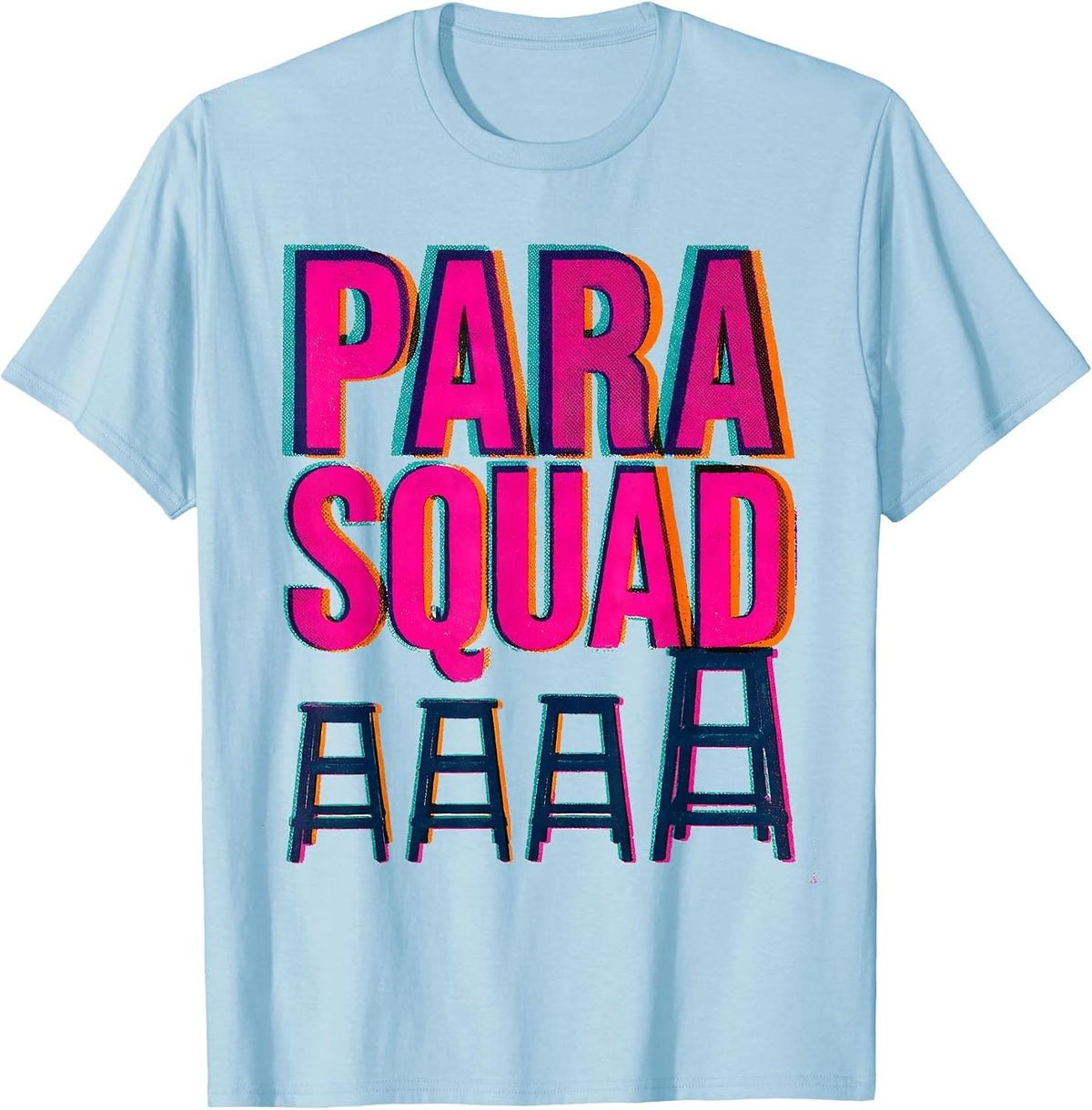 Men's Para Squad Paraprofessional Teacher Appreciation Back T-Shirt - Baby Blue
