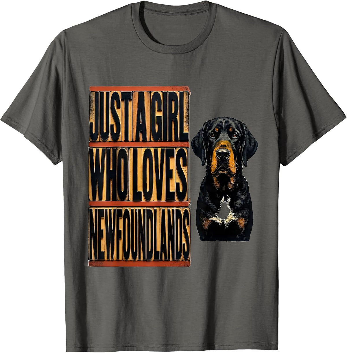 Just A Girl Who Loves Newfoundlands Cute Dog Breed Pride T-Shirt - Asphalt Grey