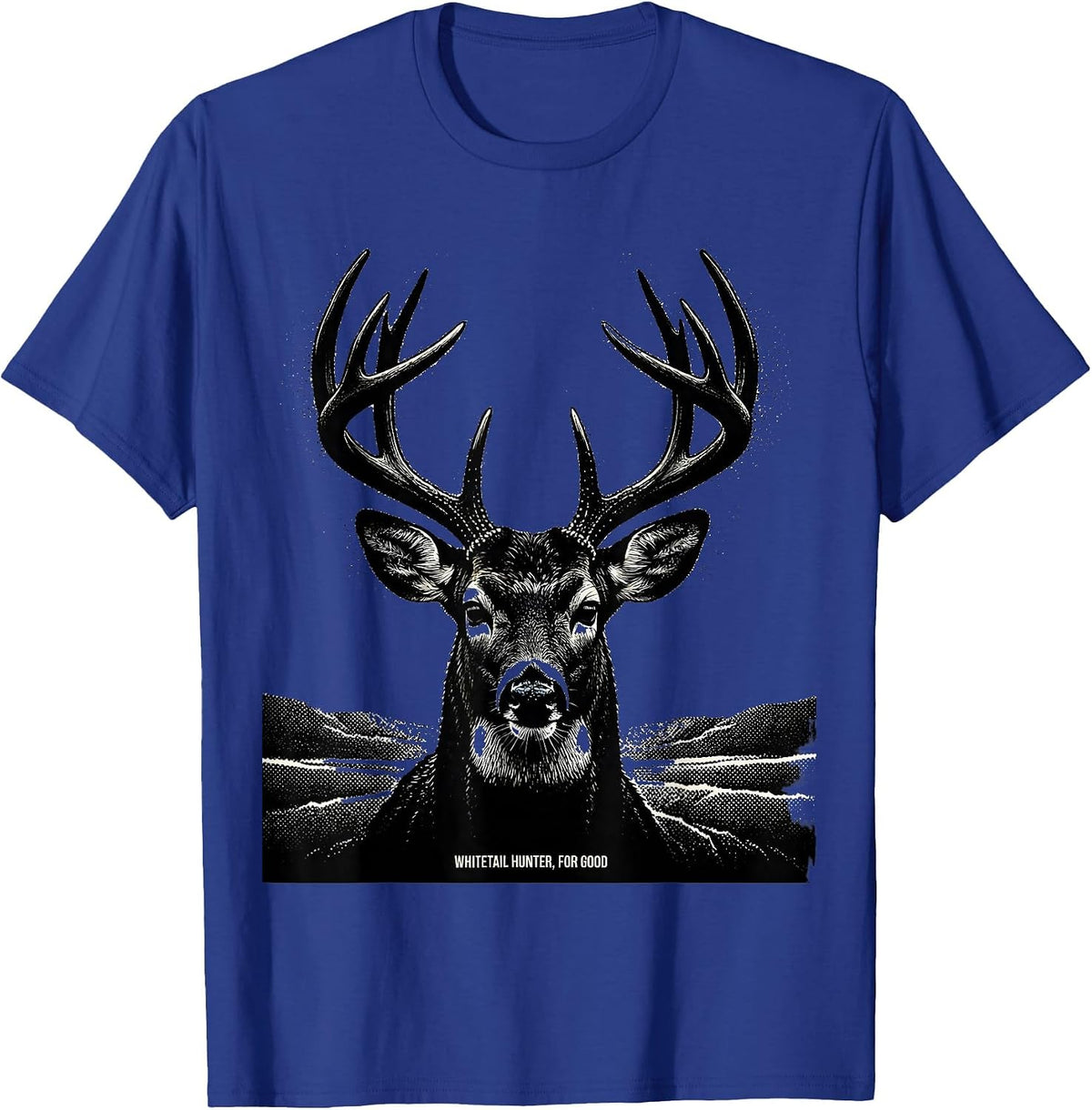 Men's Whitetail Hunter For Good Blackwork Dotwork Hunting Dad T-Shirt - Royal Blue