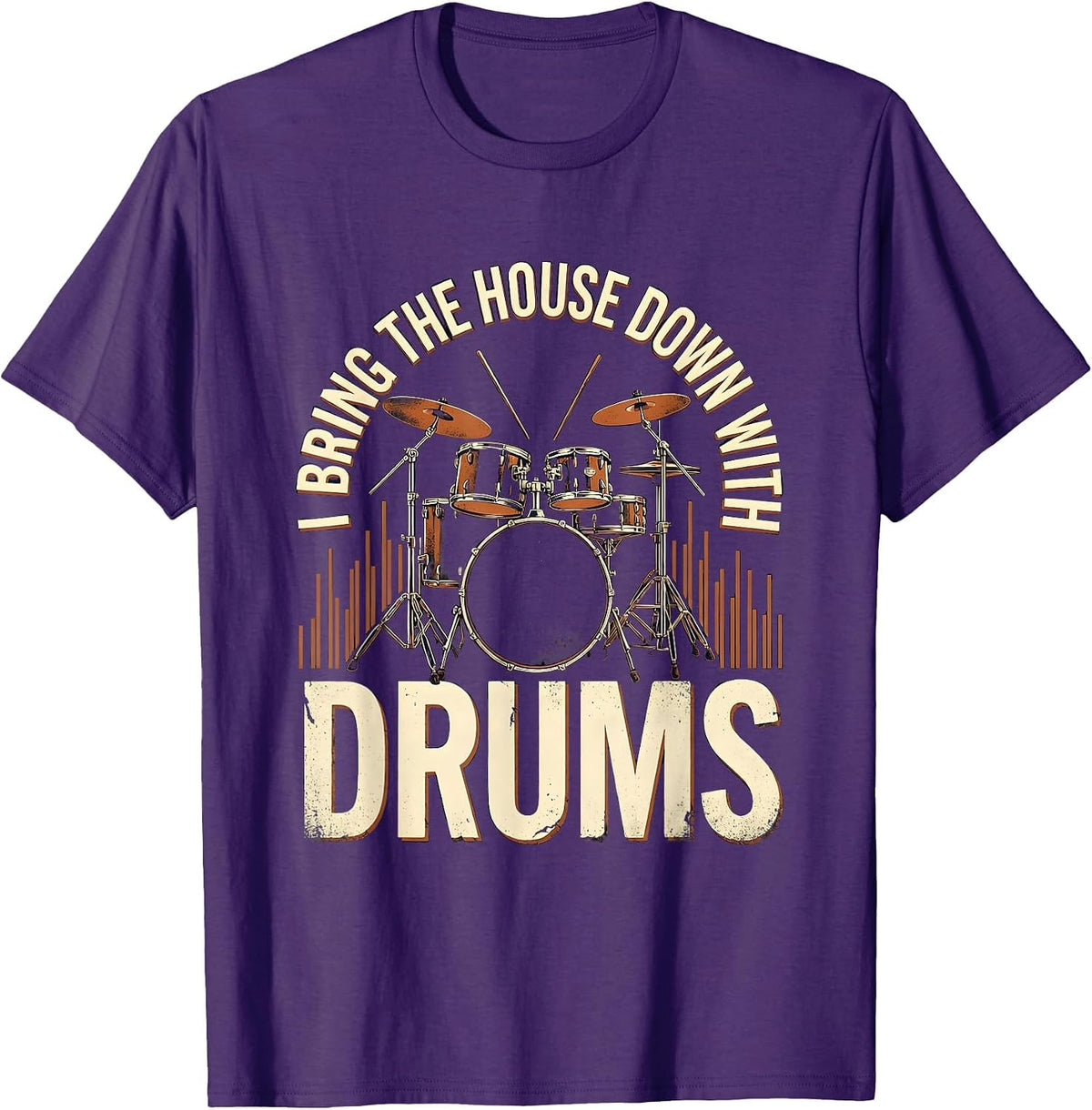 Men's I Bring The House Down With Drums Funny Drummer T-Shirt - Purple