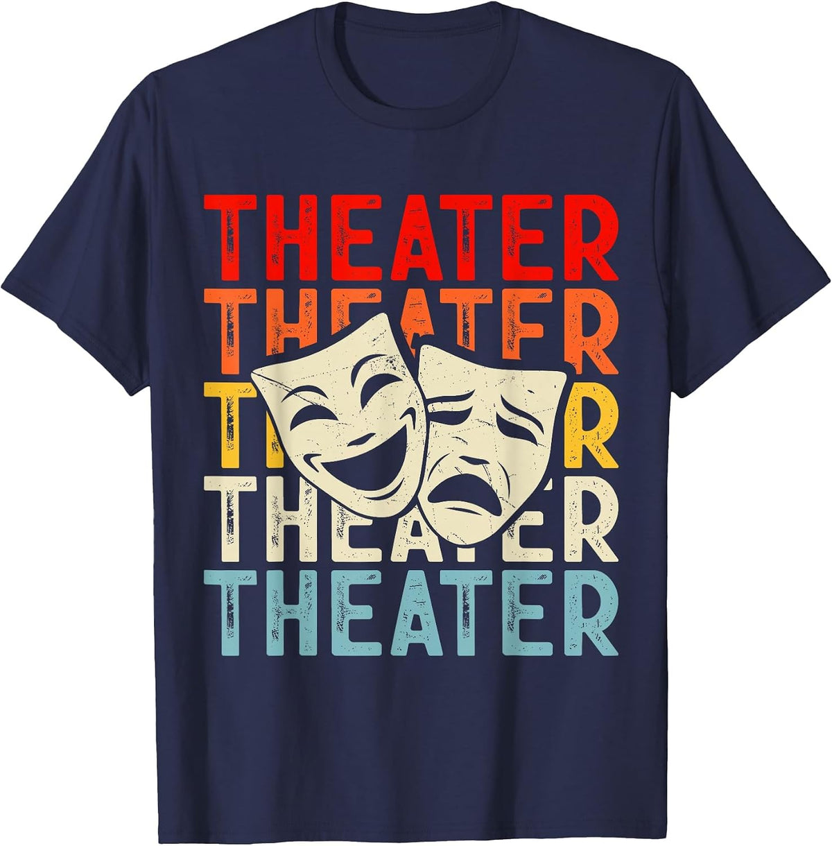 Theater Sunset Vintage Retro T-Shirt - Navy Blue